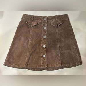 BDG Urban Outfitters (0) Taupe Corduroy Button Front Mini Skirt